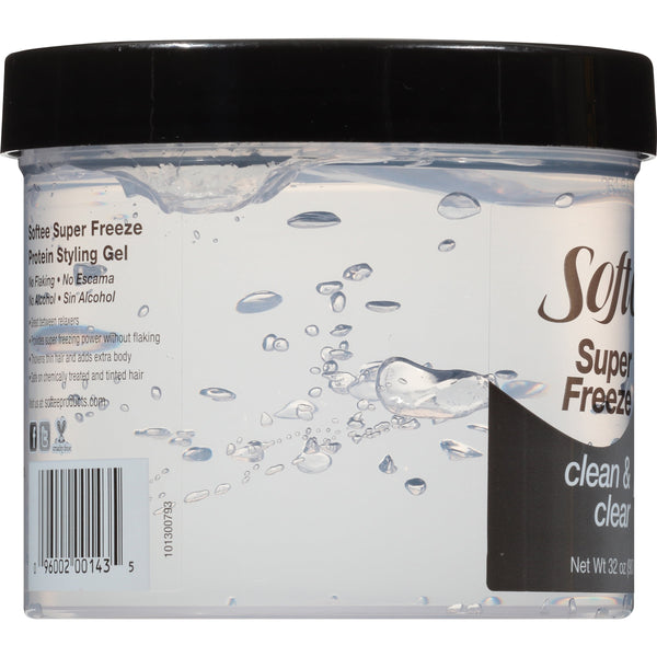 Softee Super Freeze Protein Styling Gel 32 oz. Jar, Unisex, Clarifying, Strengthens Hair
