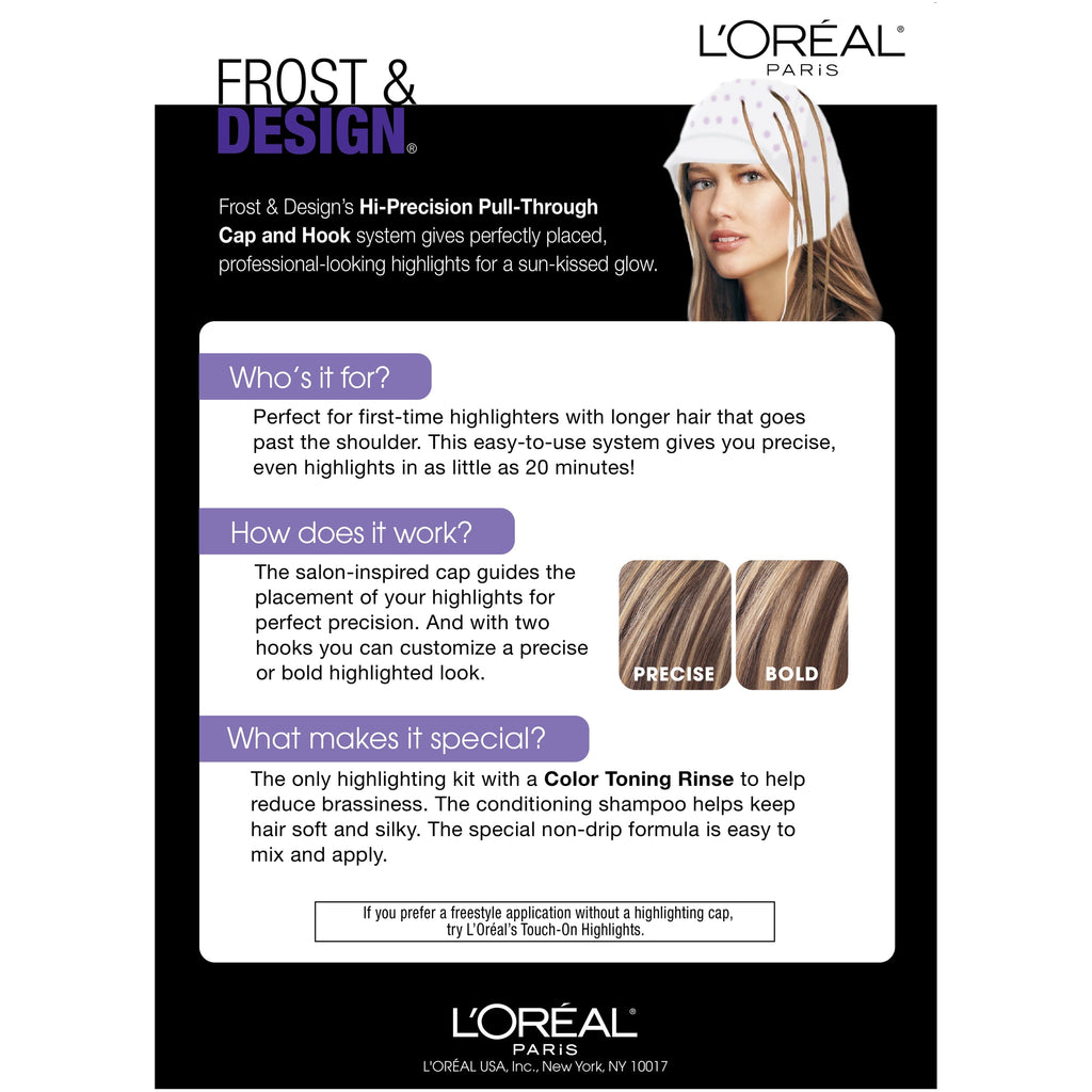 L'Oreal Paris Frost and Design Cap Hair Highlights For Long Hair, H65 Caramel, 1 kit