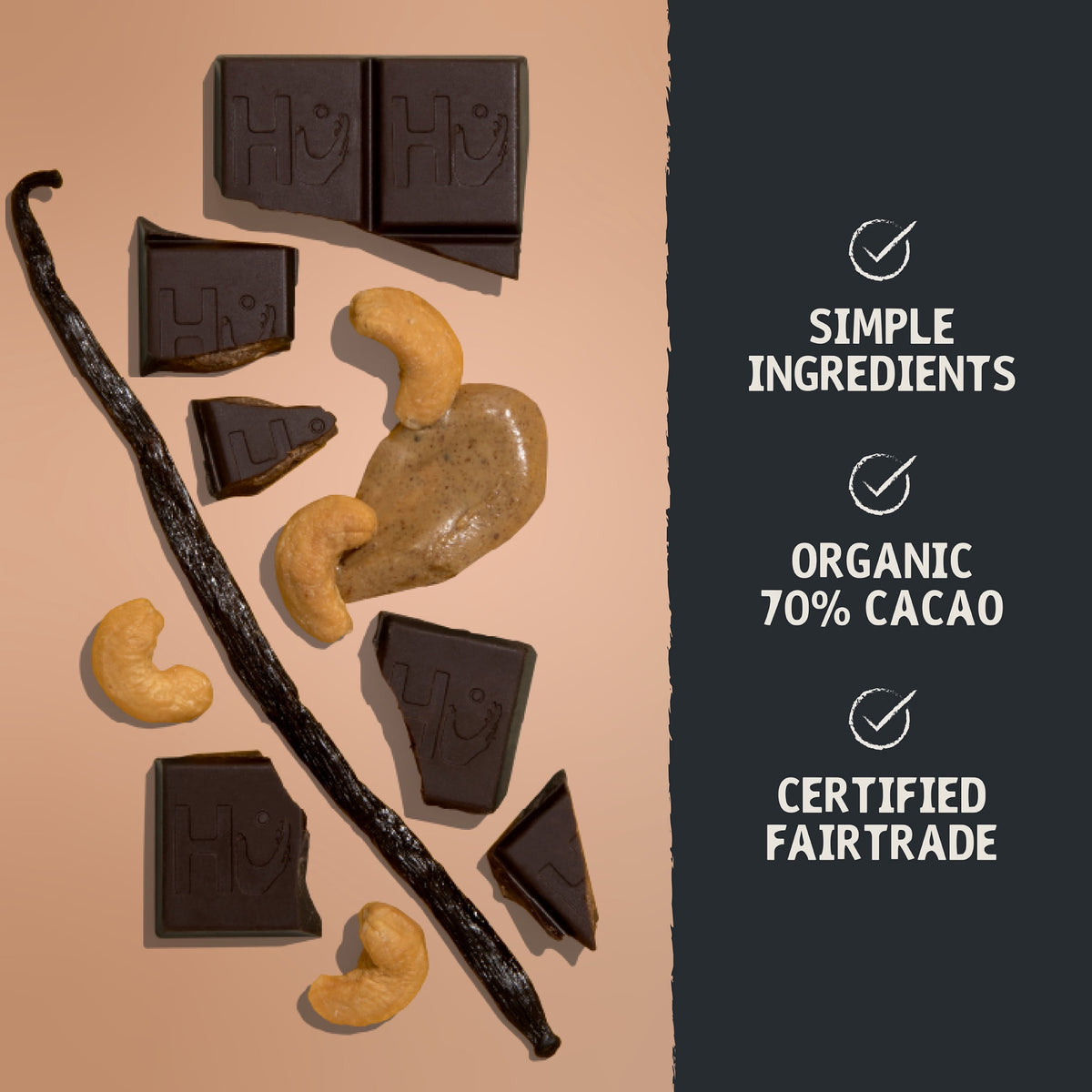 Hu Cashew Butter + Vanilla Bean Dark Chocolate Bar, 2.1 Ounce Bar, 1 Count