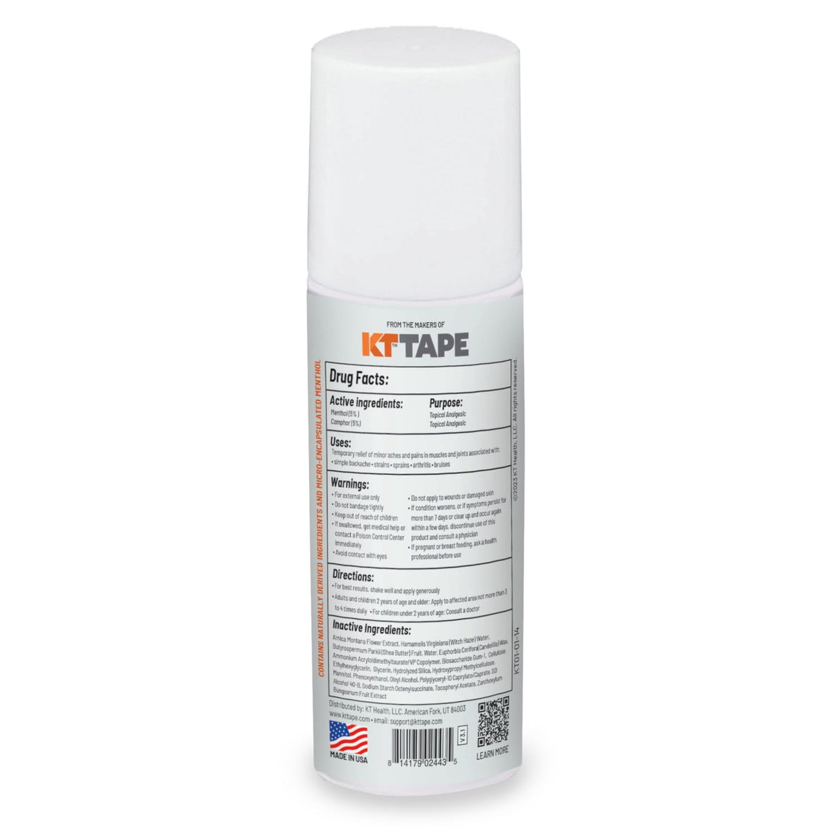 KT Tape KT Health Pain Relief Roll On Gel, Cool and Warm, Clear, 3oz