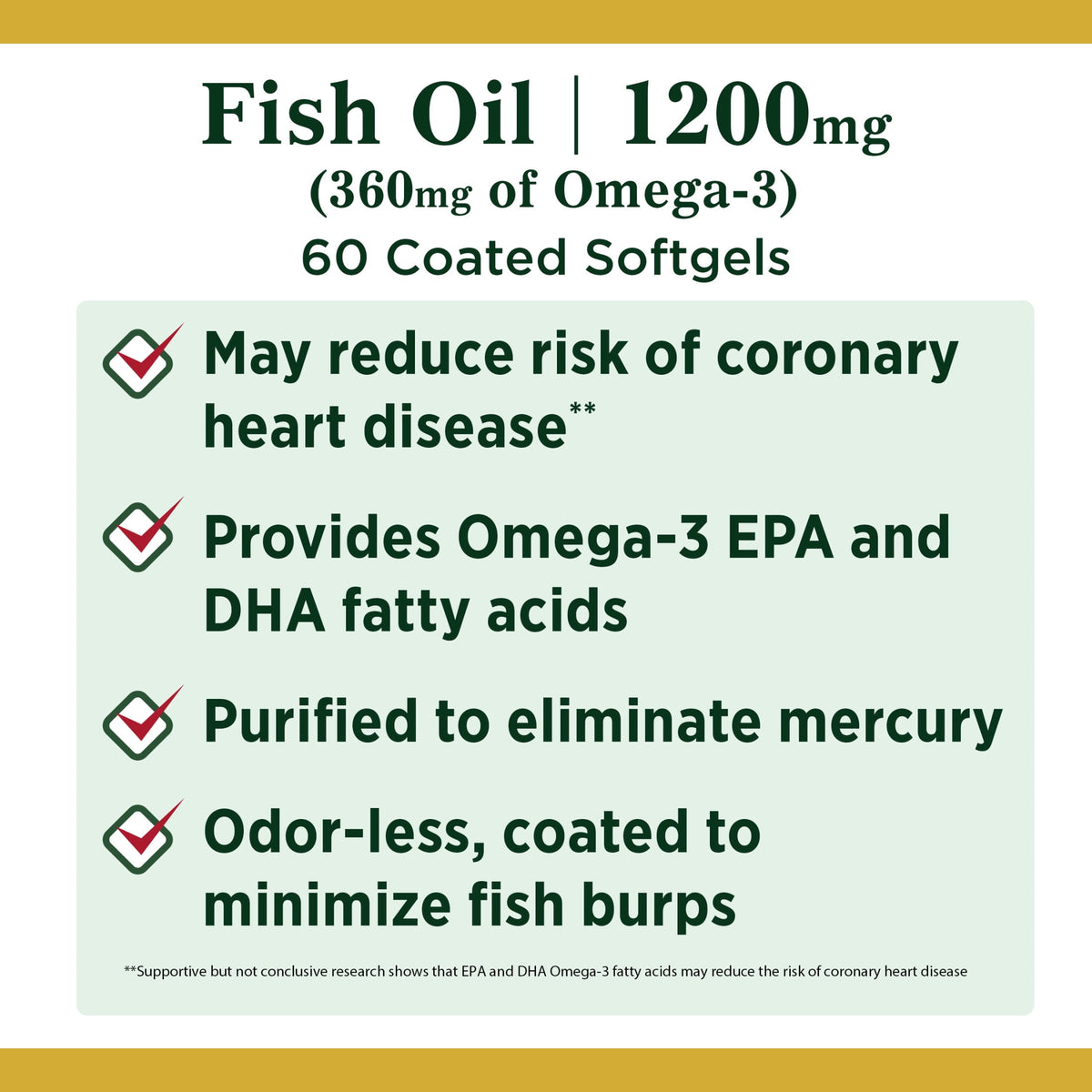 Nature's Bounty Fish Oil With Omega 3 Softgels, 1200 Mg, 60 Ct