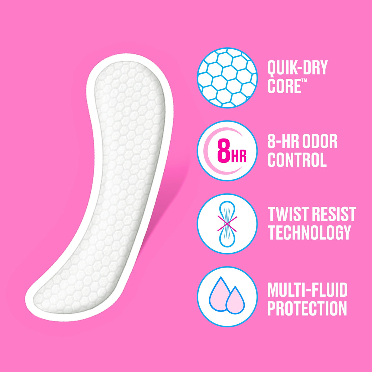 Carefree Panty Liners for Women, Long, Unwrapped, Unscented (92 Count)