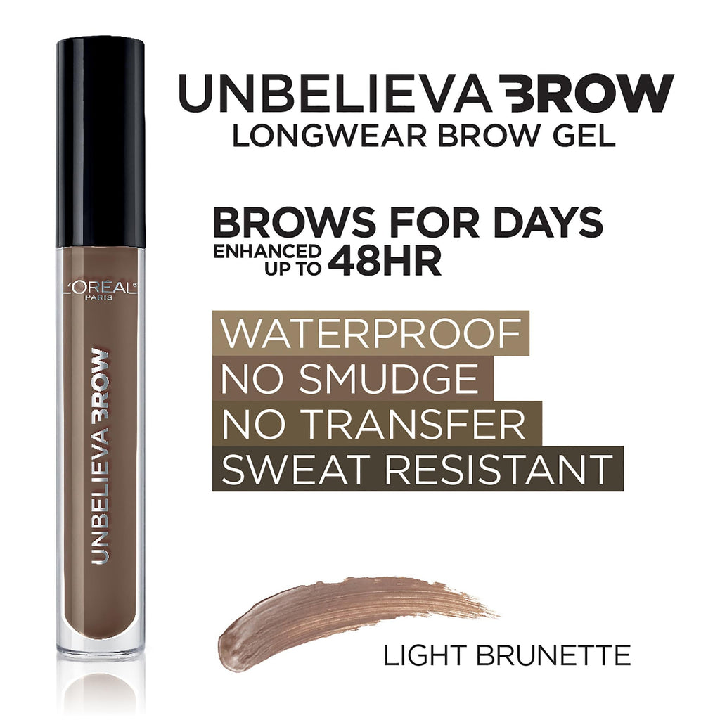L'Oreal Paris Unbelieva-Brow Longwear Waterproof Tinted Brow Gel, Light Brunette