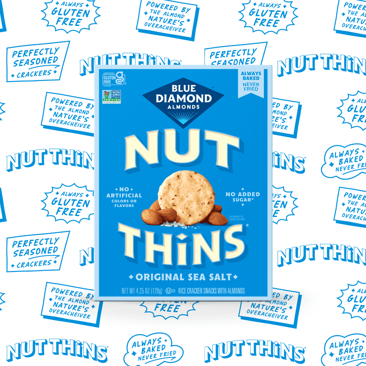 Blue Diamond Almonds, Gluten Free Almond Flavored Nut-Thins Snack Crackers,  4.25 oz. Box