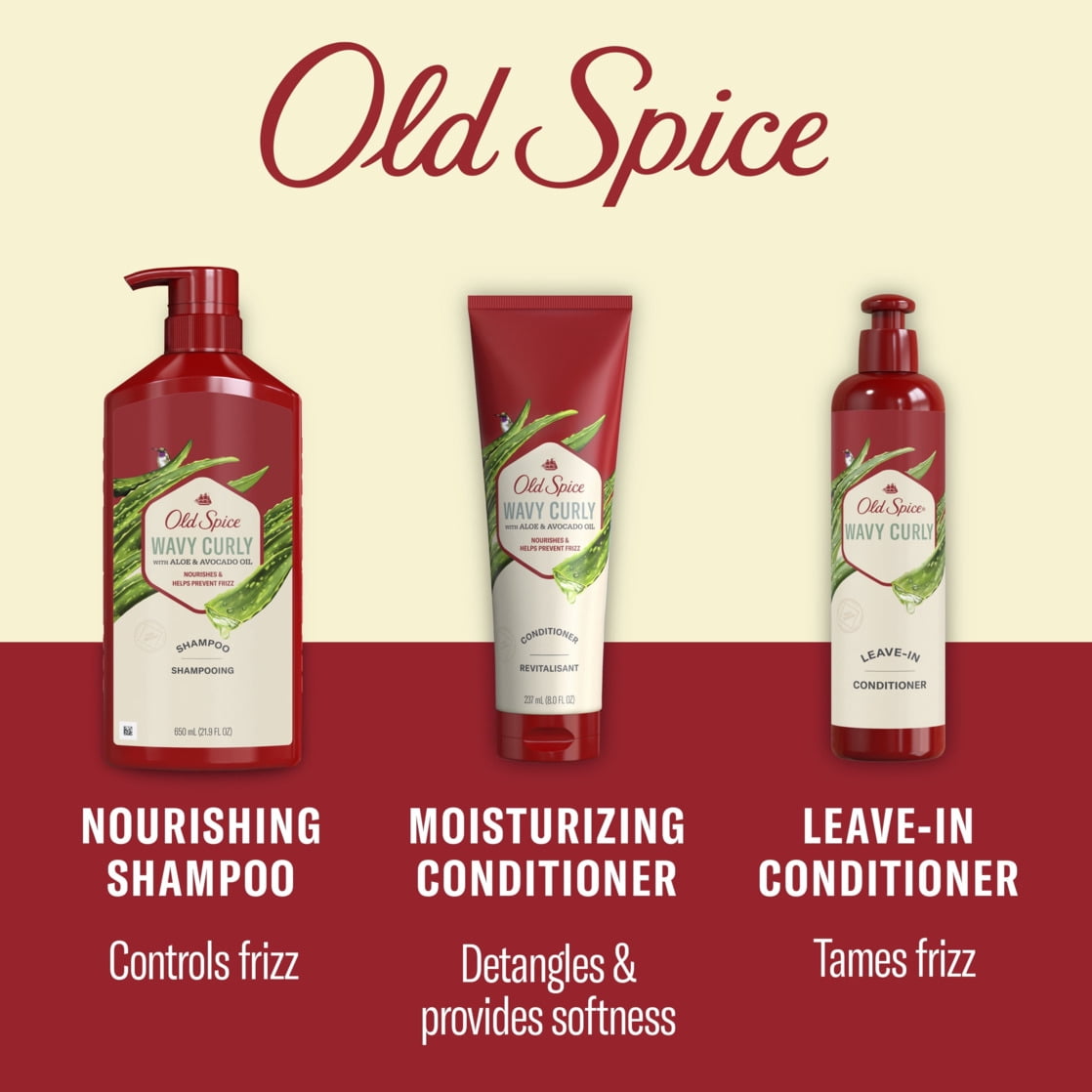 Old Spice Aloe & Avocado Oil Wavy Curly Shampoo, 21.9 fl oz