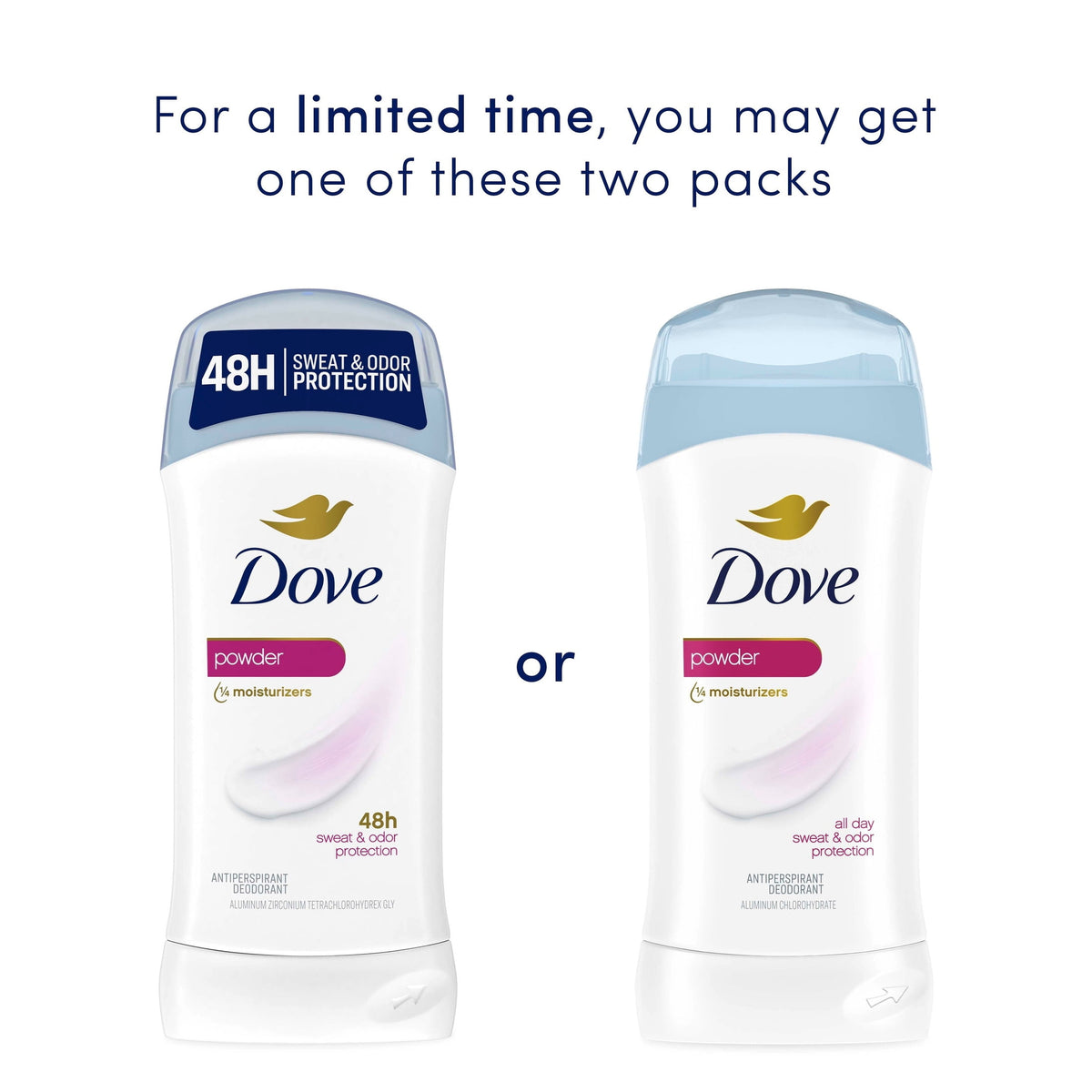 Dove Invisible Solid Antiperspirant Deodorant Stick for Women, Powder For 48Hours Underarm Sweat & Odor Protection, 2.6 oz
