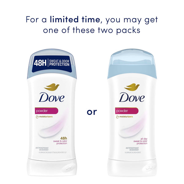 Dove Invisible Solid Antiperspirant Deodorant Stick for Women, Powder For 48Hours Underarm Sweat & Odor Protection, 2.6 oz