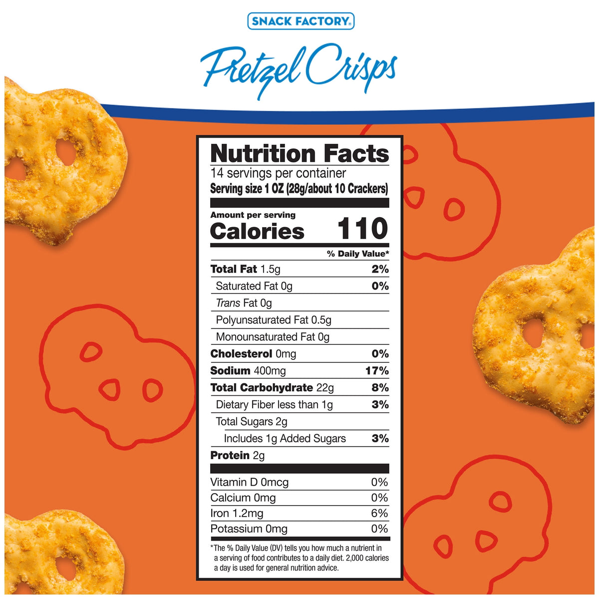 Snack Factory Pretzel Crisps, Buffalo Wing, Party Size 14 oz