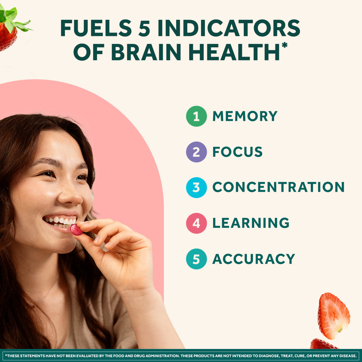 Neuriva Original Brain Supplements for Memory and Focus Phosphatidylserine Strawberry Gummies 50 Count