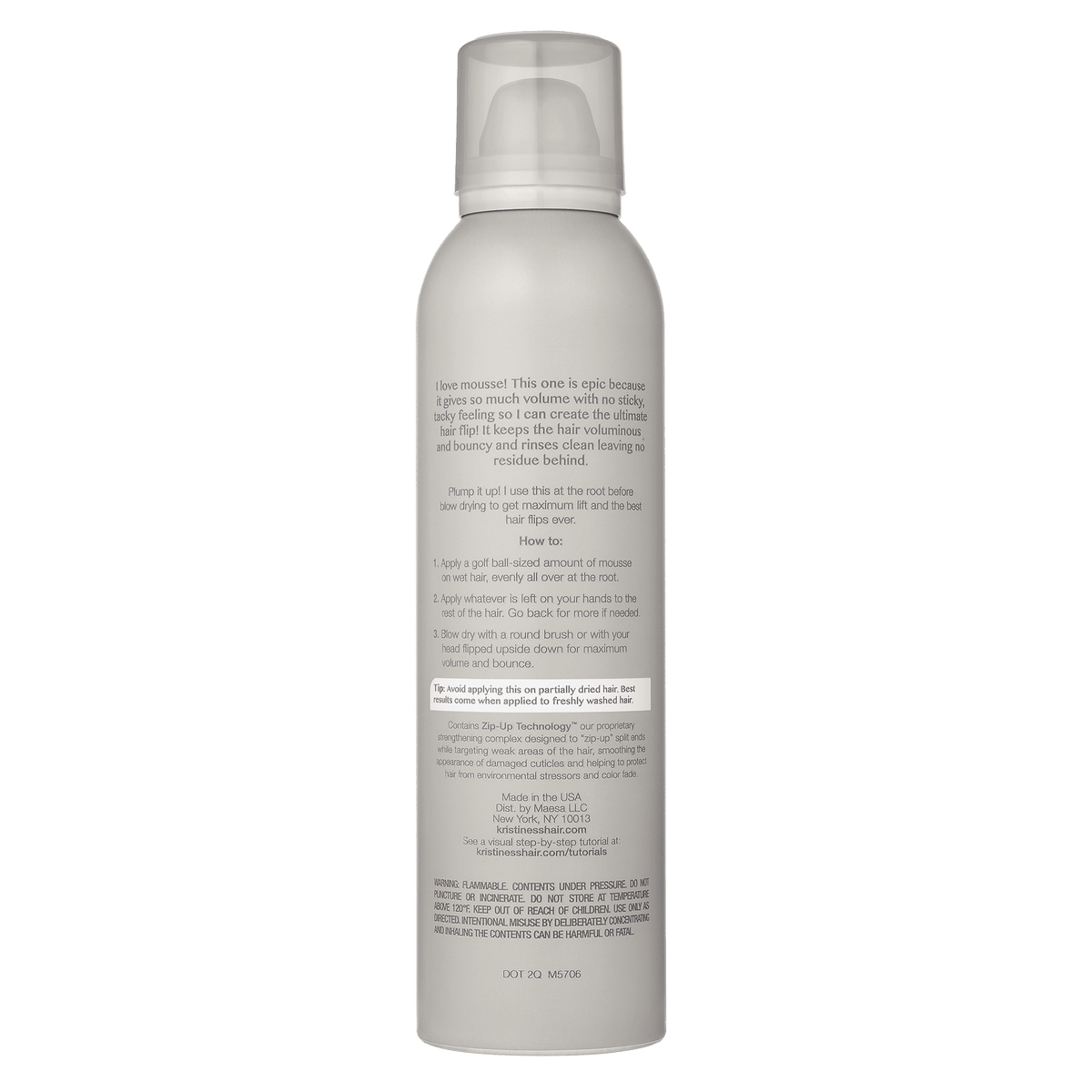 Kristin Ess Hair Instant Lift Volumizing Mousse with Castor Oil, Boosts Volume + Thickens, Body Building for Curly, Wavy + Straight Hair, Lasting