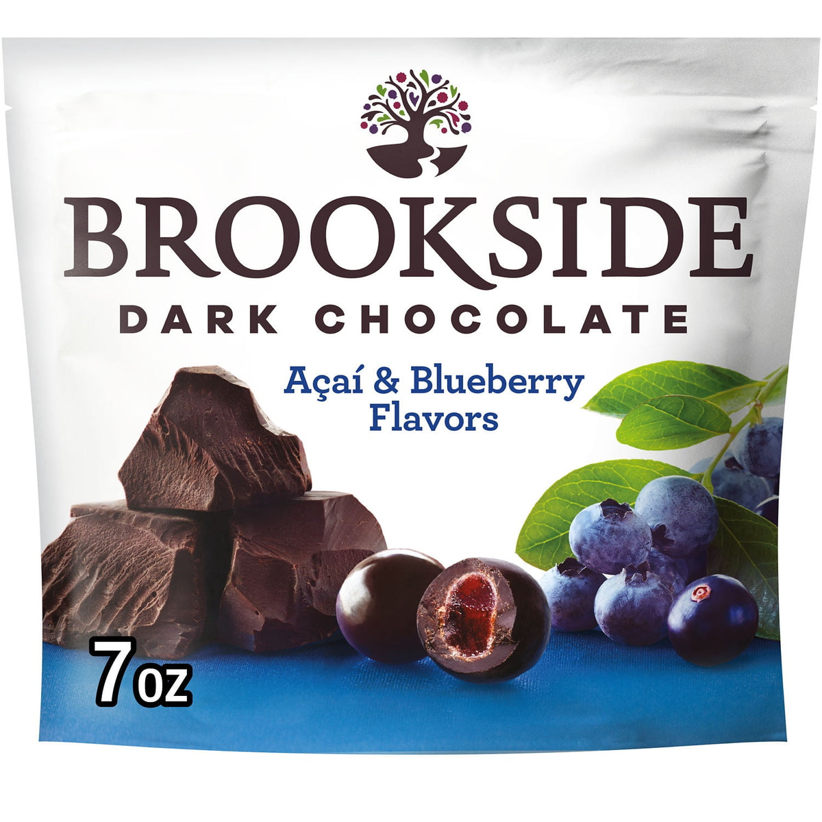 Brookside Dark Chocolate, Acai and Blueberry Flavored Snacking Chocolate, Bag 7 oz