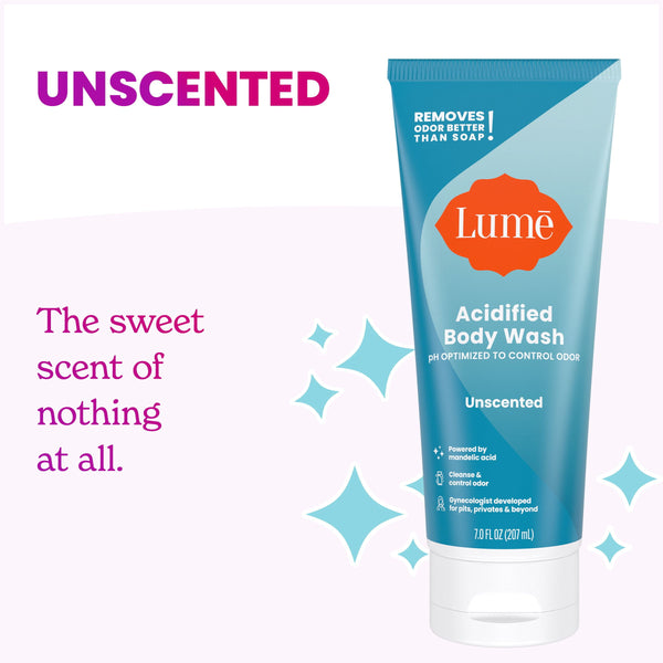 Lume Acidified Feminine Wash & Body Wash, Sensitive Skin, Unscented, 7 fl oz