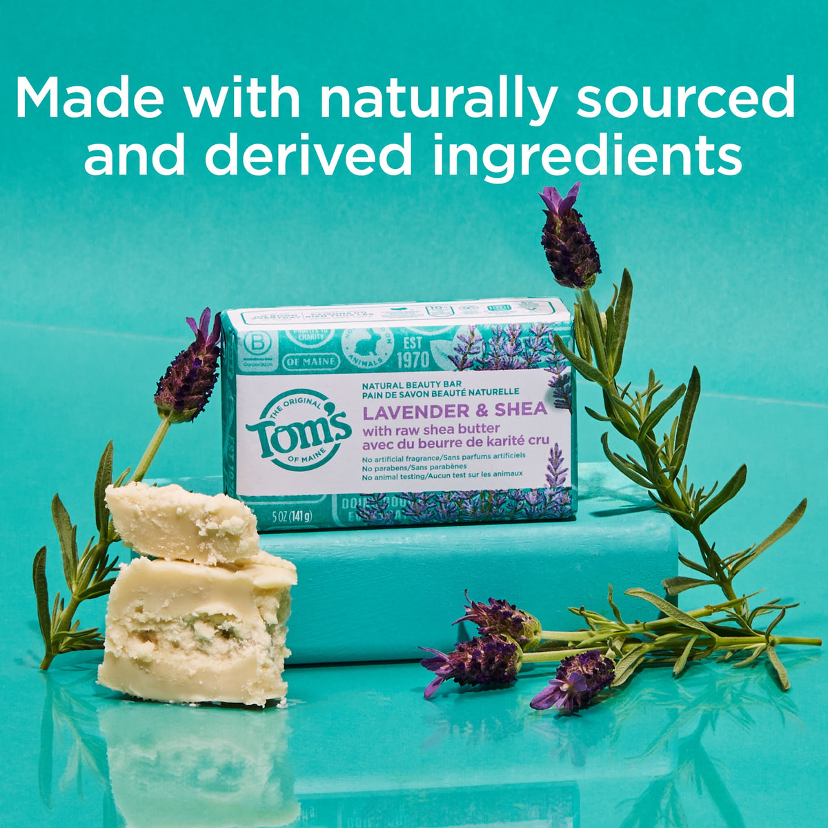 Tom’s of Maine Natural Beauty Bar Soap For Women and Men, Lavender & Shea, 5 oz Bar
