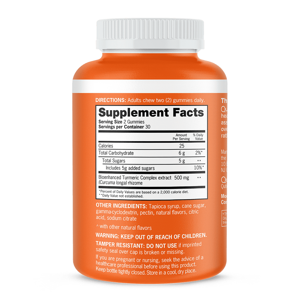 Qunol Turmeric Gummies, 500mg, Ultra High Absorption, Joint Support Herbal Supplement, 60 Count