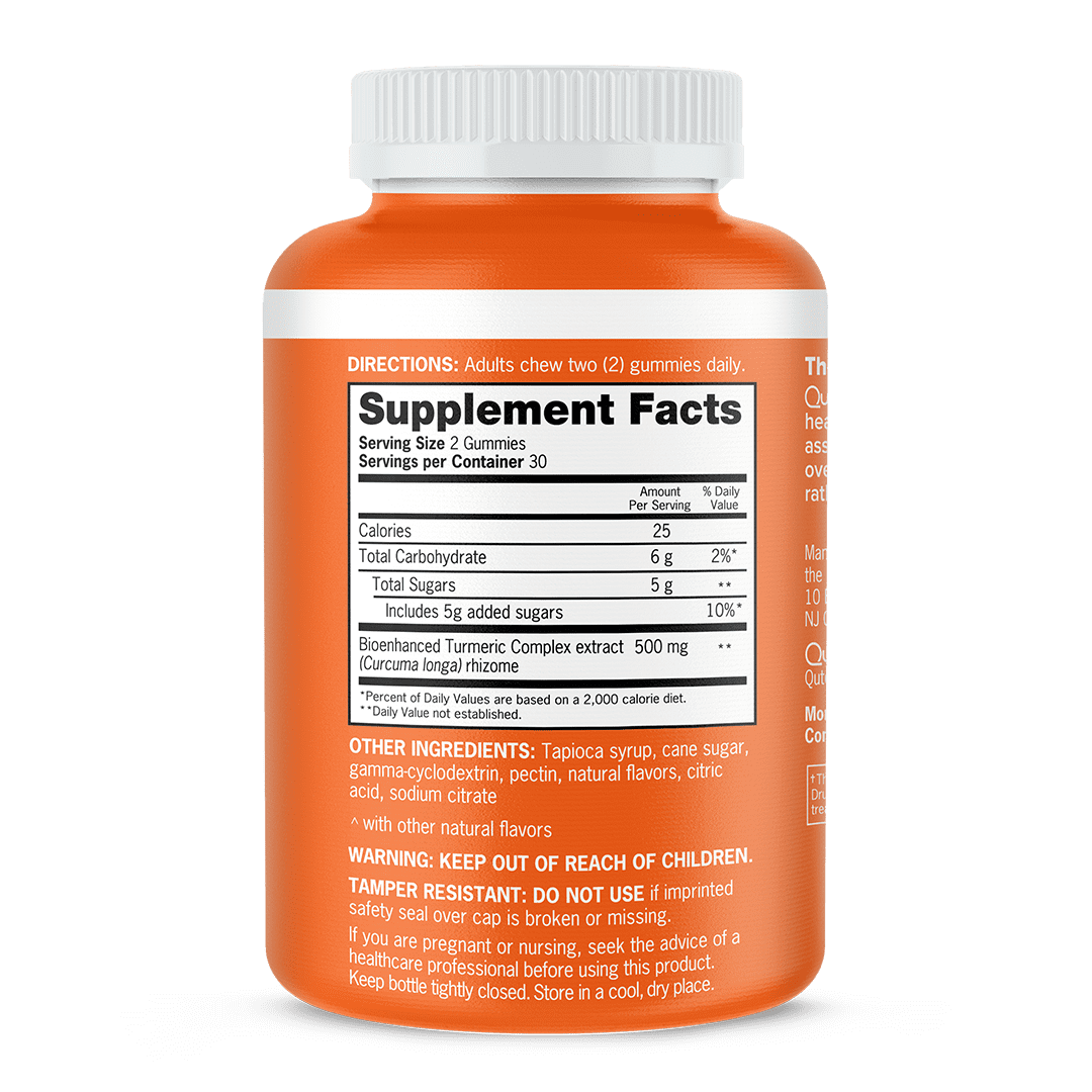 Qunol Turmeric Gummies, 500mg, Ultra High Absorption, Joint Support Herbal Supplement, 60 Count