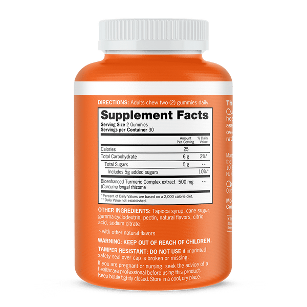 Qunol Turmeric Gummies, 500mg, Ultra High Absorption, Joint Support Herbal Supplement, 60 Count