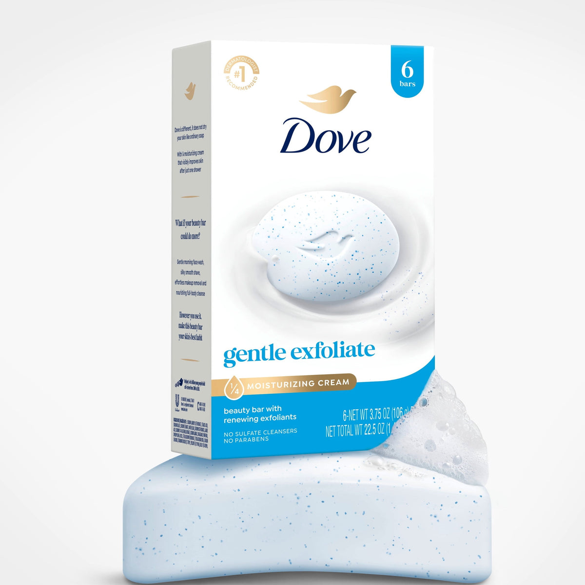 Dove Beauty Bar Soap For Soft, Smooth Skin, Gentle Exfoliating, Gently Renews Skin, 3.75 oz 12 Bars