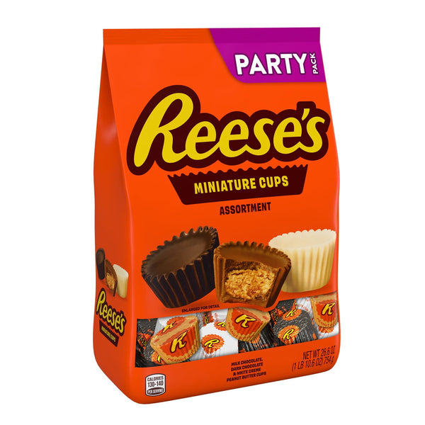 Reese's Miniatures Chocolate Peanut Butter Cups Candy, Party Pack, 26.6 oz