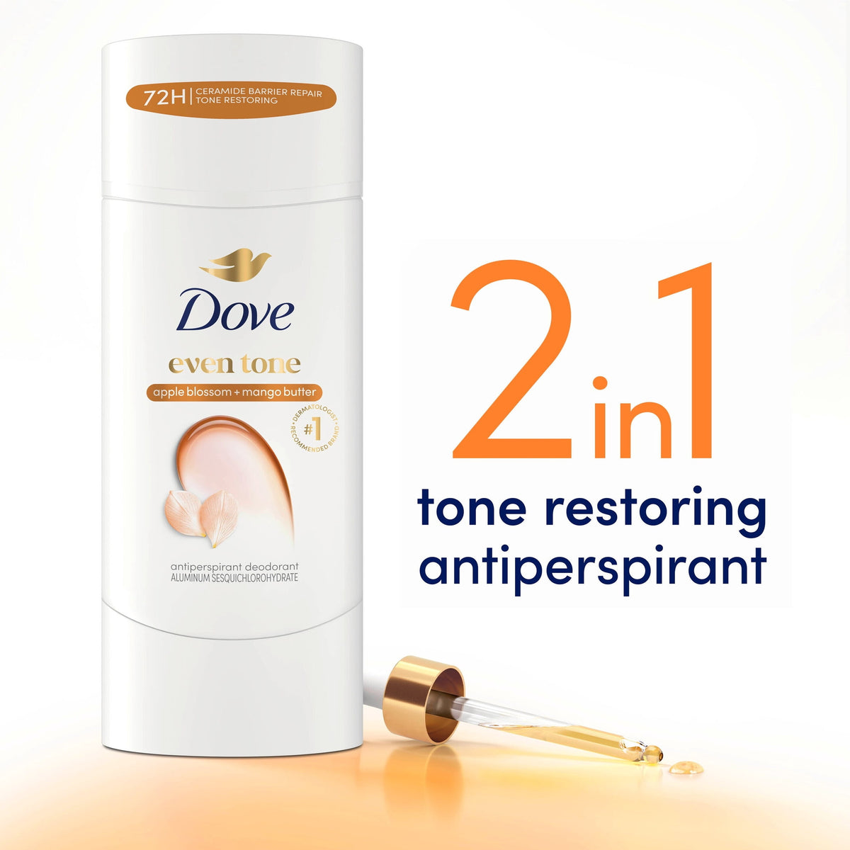 Dove Antiperspirant Deodorant Stick For Uneven Skin Tone Apple Blossom & Mango Butter 48-hour Odor And Sweat Protection ,2.6 oz
