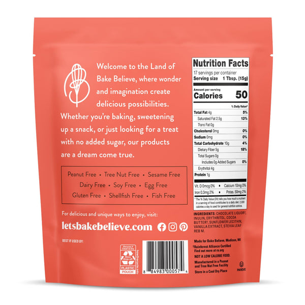 Bake Believe ,Keto-Friendly, Semi-Sweet Baking Chips, 9 oz