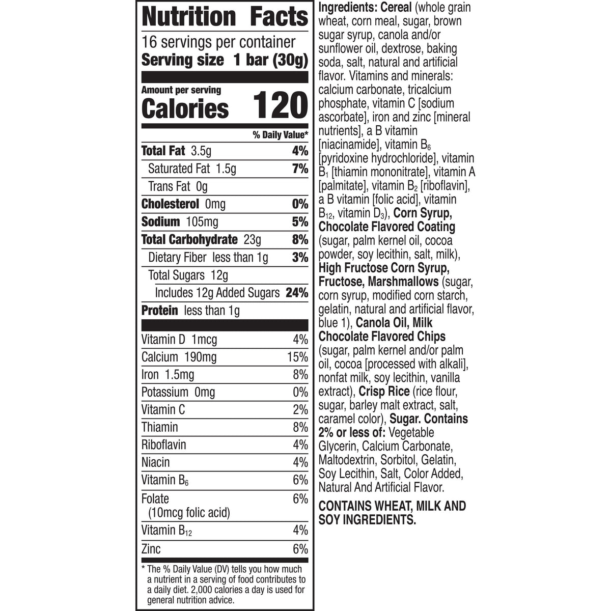 Golden Grahams Cereal Treat Bars, S'mores, Snack Bars, Value Pack, 16 Count, 16.96 oz