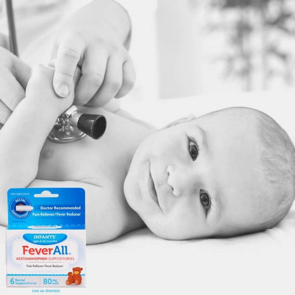 Feverall Infant Acetaminophen Suppositories Pain Reliever and Fever Reducer, Age 6-36 Months, Paraben Free, No Artificial Colors
