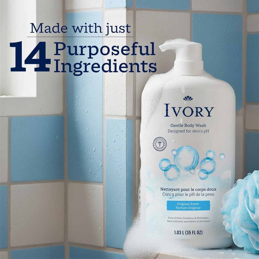 Ivory Body Wash, Mild and Gentle Original Scent, 35 fl oz