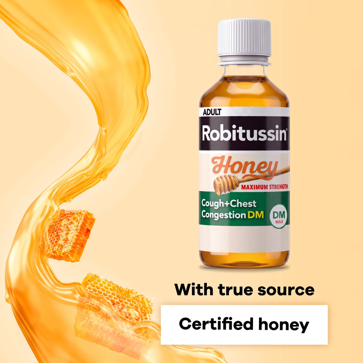 Robitussin Max Strength Cough Congestion DM and Cold Medicine, Honey, 8 Fl Oz