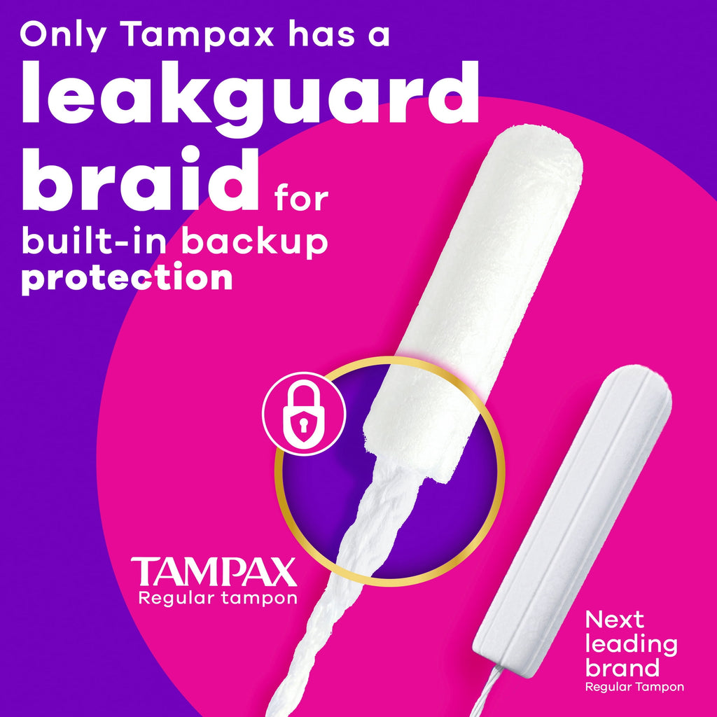 Tampax Radiant Tampons, with LeakGuard Braid, Regular, 28 Count