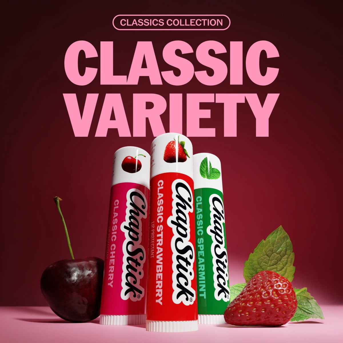 ChapStick Classic  Flavored Lip Protectant Variety Pack, Prevent Chapping, 24 Hour Moisturizing Lip Balm, Relieves Dryness, 3-Pack, 0.15 oz Each