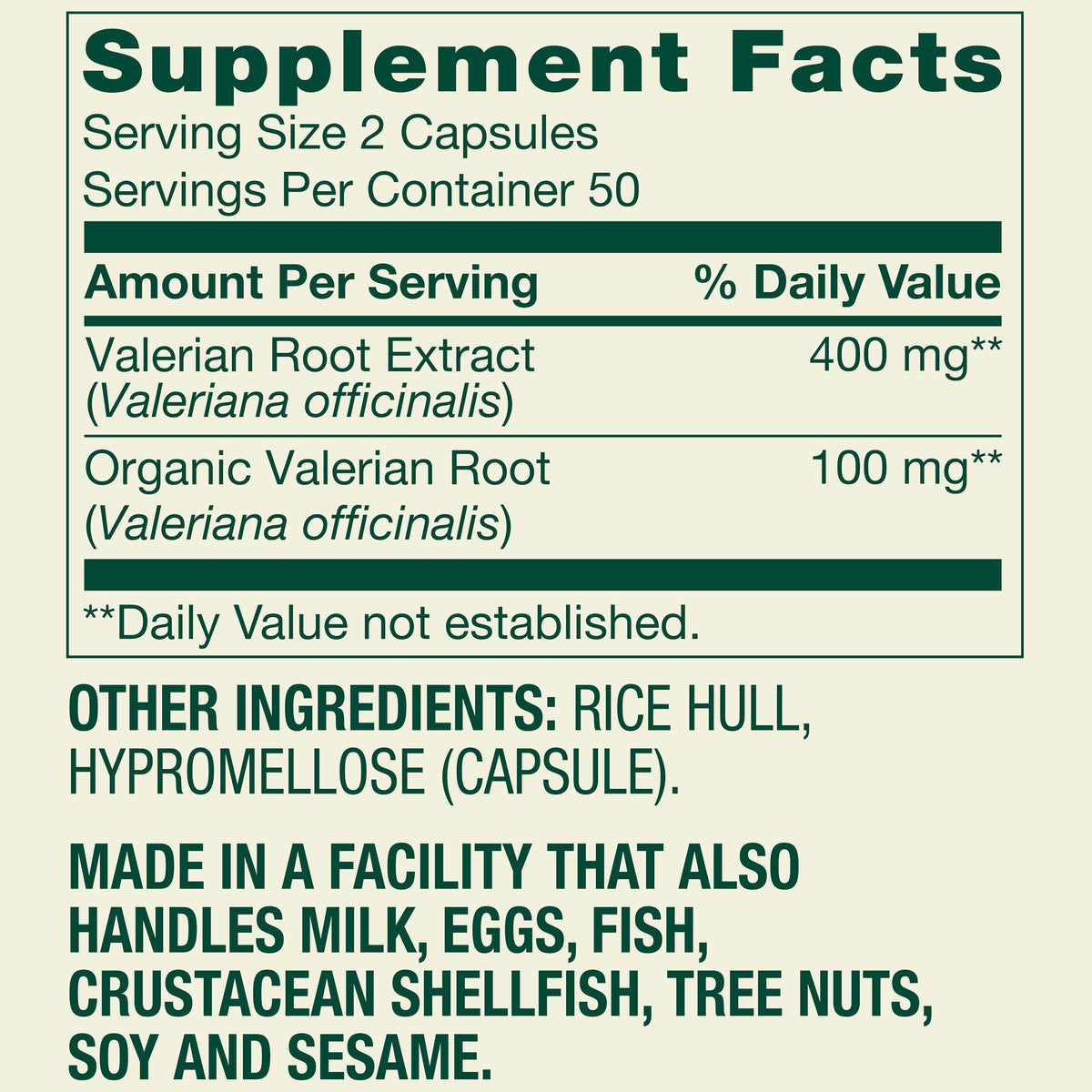 Spring Valley Valerian Root Capsules, 500 mg, 100 Count
