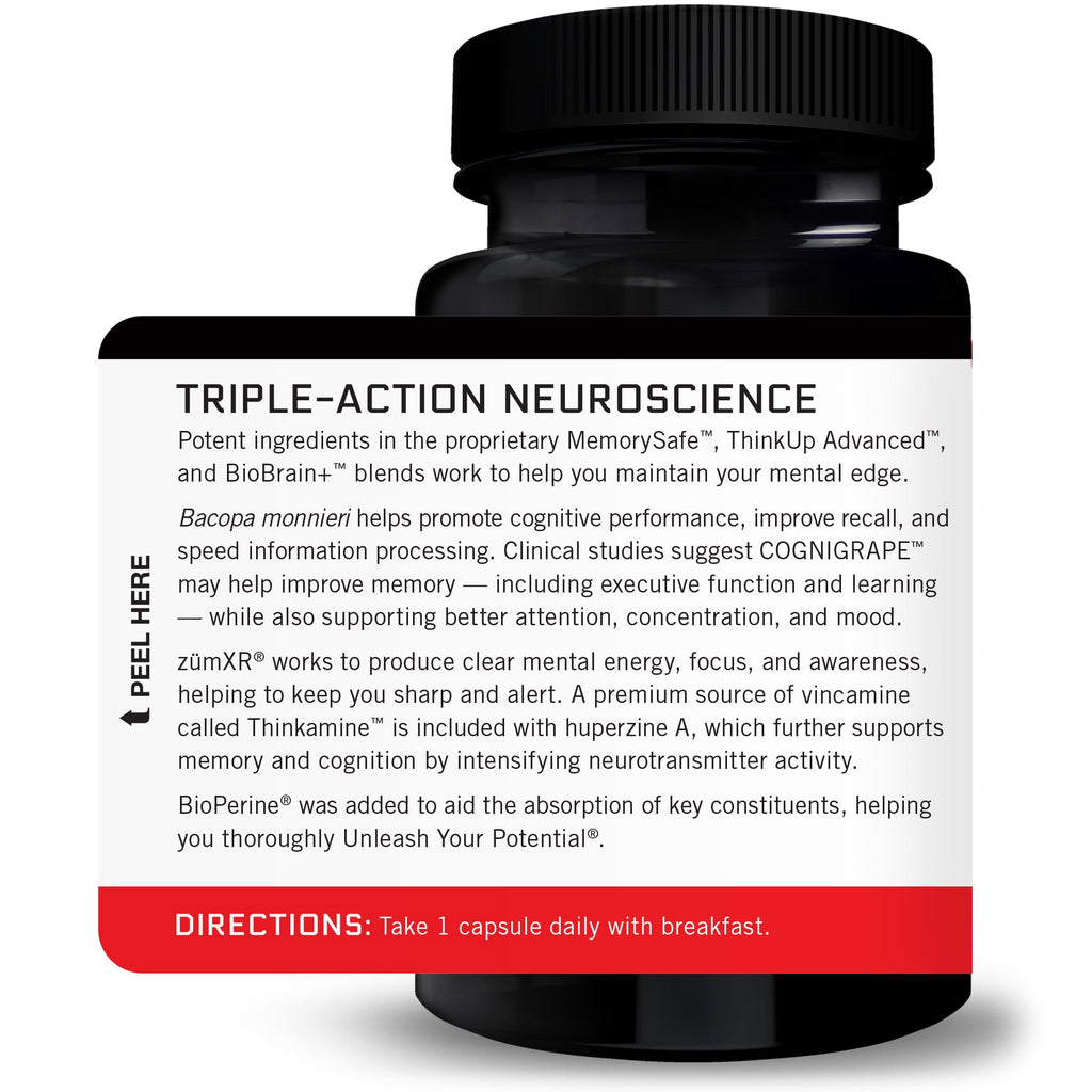 Force Factor Forebrain, Nootropic Brain Supplement with Caffeine, Bacopa & Huperzine A for Memory, Focus, Mental Energy & Brain Health, 30 Capsules