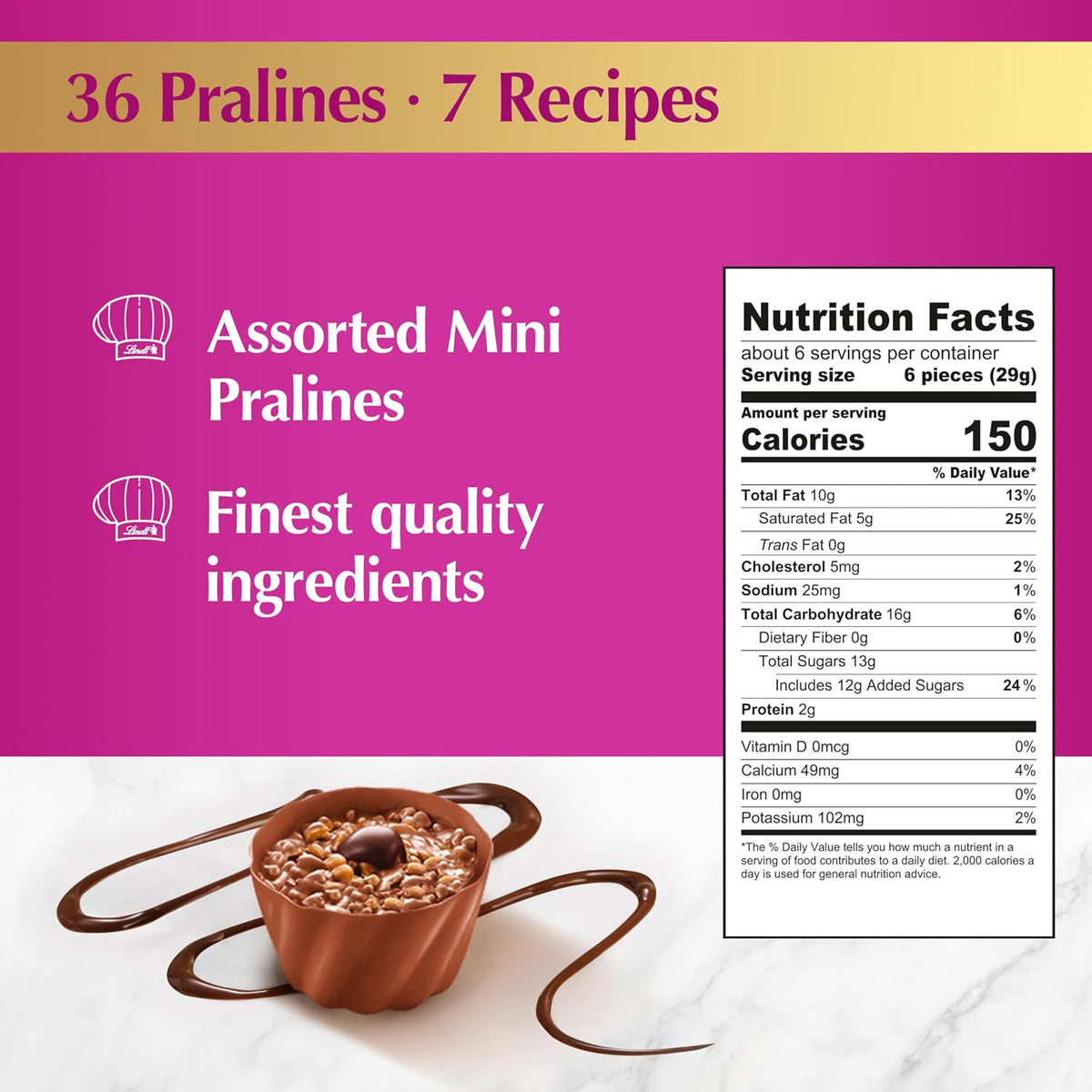 Lindt Mini Pralines Assorted Chocolate Candy Gift Box, 6.2 oz.