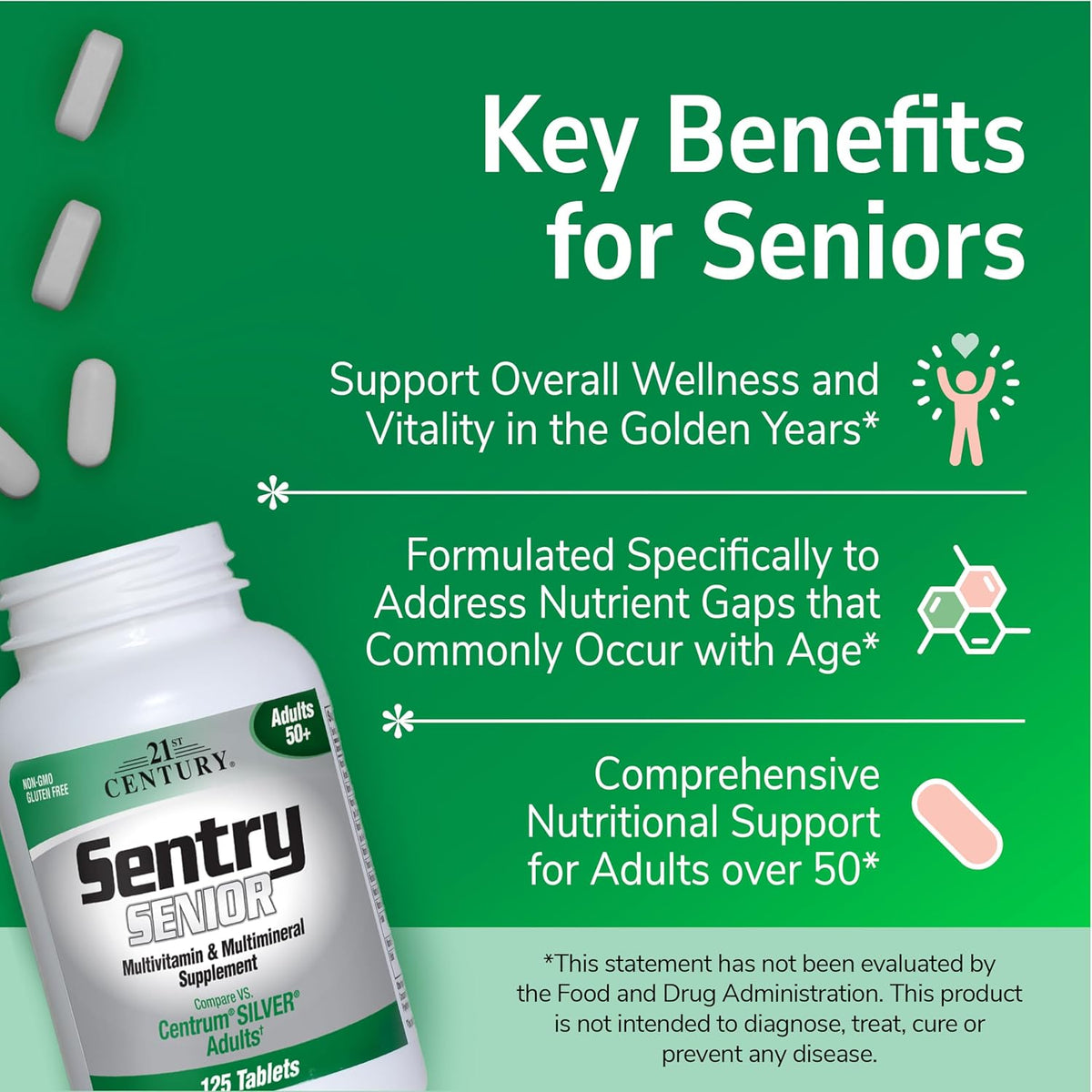 21st Century Sentry Senior Multivitamin, Adults 50+, 265 Tablets