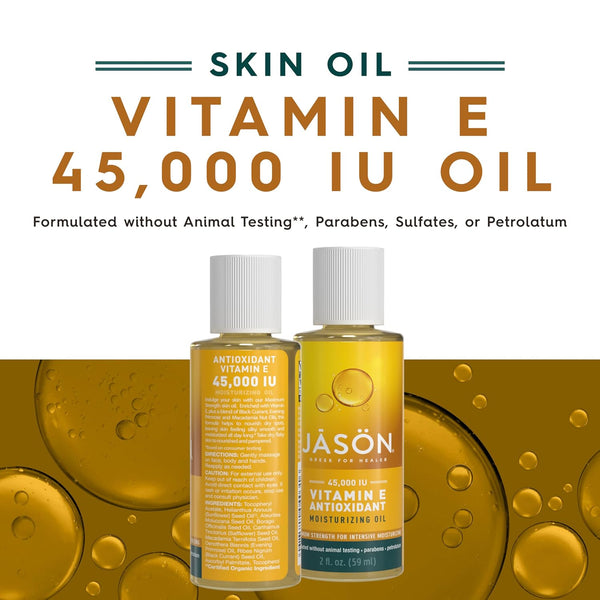 JASON Vitamin E 45,000 IU Moisturizing Oil , For Maximum Strength, 2 Fluid Ounces
