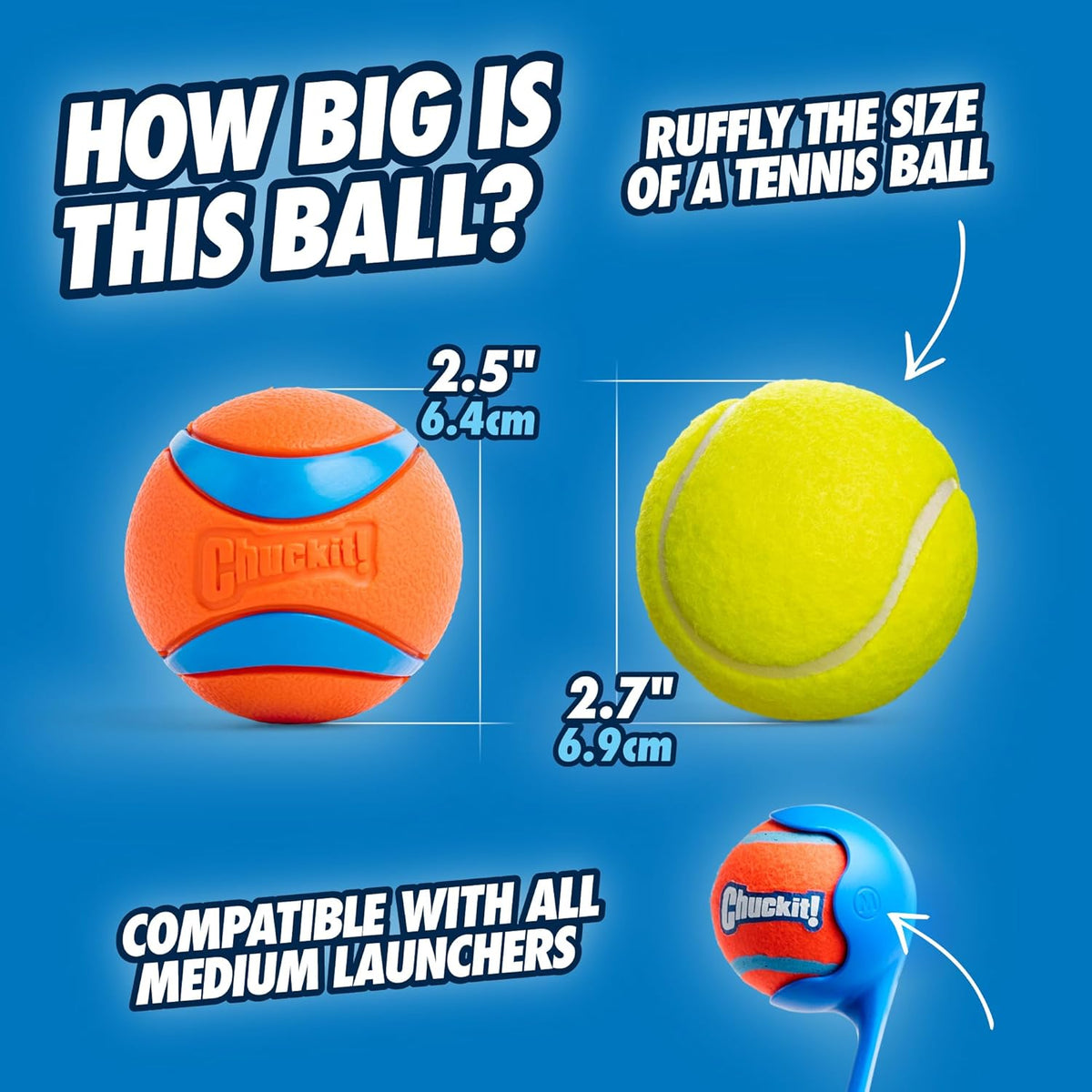 Chuckit! Ultra Ball Rubber Dog Fetch Toy Medium 2.5 in 2-Pack