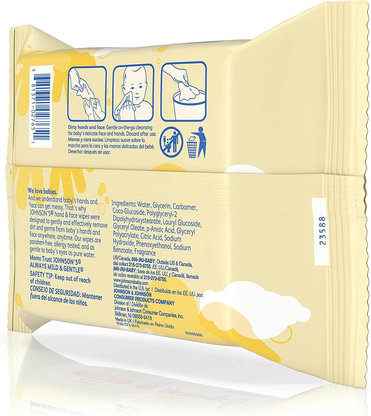 Johnson's Hand and Face Wipes, Disposable, 25 ea - OTC Shoppe Express