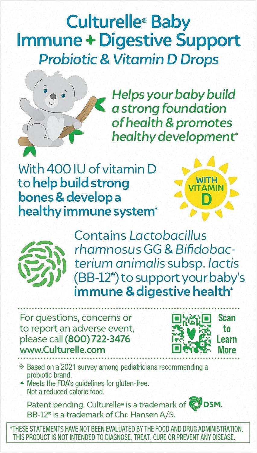 Culturelle Probiotics Grow & Thrive Probiotic & Vitamin D Drops, 0.3 oz - OTC Shoppe Express
