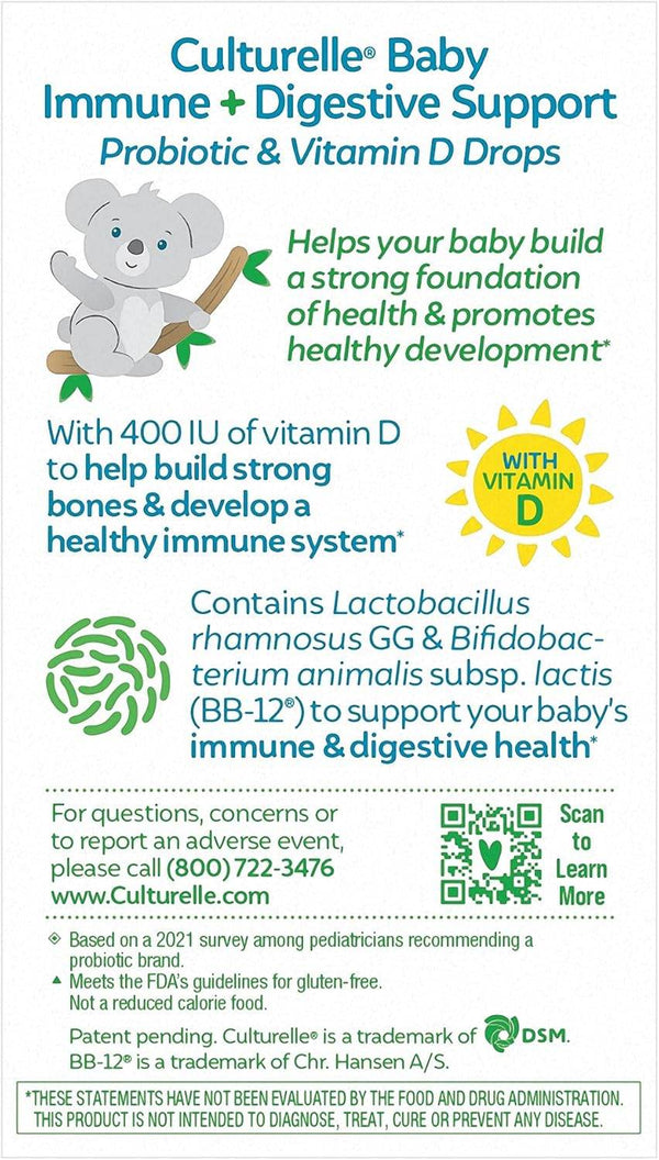 Culturelle Probiotics Grow & Thrive Probiotic & Vitamin D Drops, 0.3 oz - OTC Shoppe Express