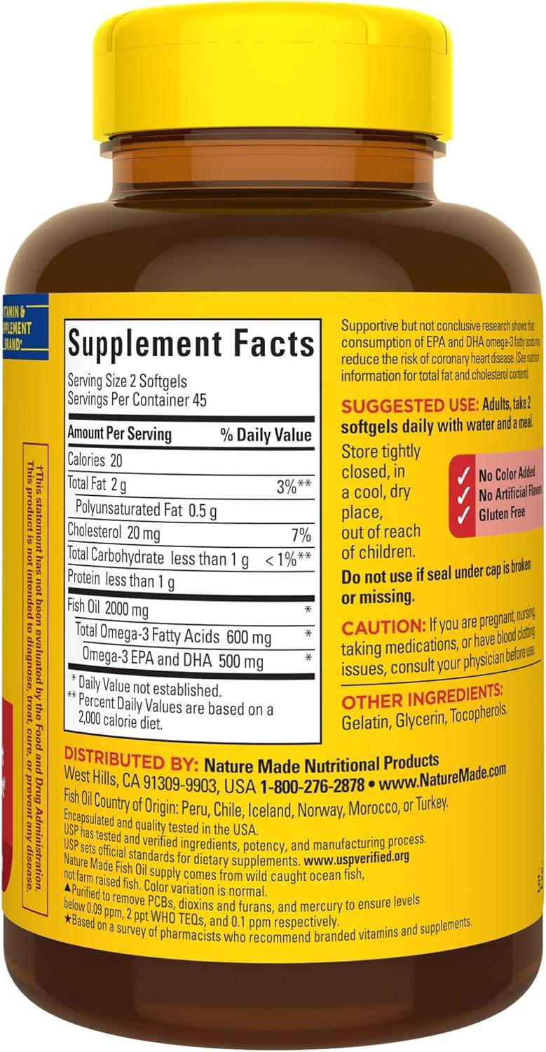 Nature Made Fish Oil, 1000 mg, Liquid Softgels, 90 ea - OTC Shoppe Express
