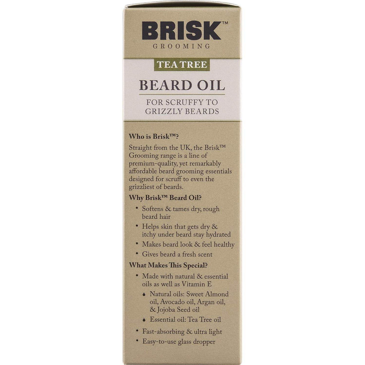 Brisk Beard Oil, Tea Tree, 1.7 oz - OTC Shoppe Express