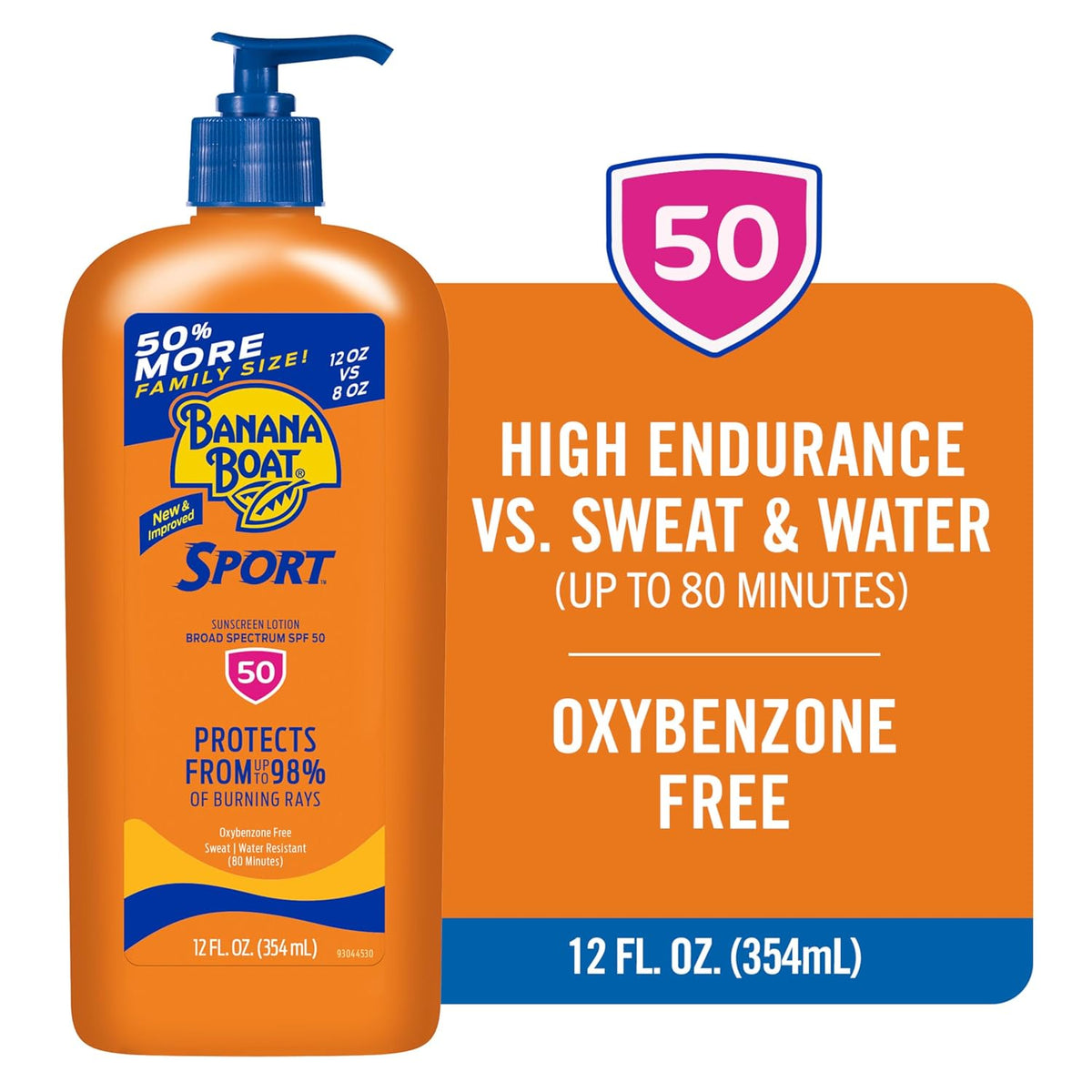 Banana Boat Sport SPF 50 Sunscreen Lotion, Family Size, 12 Fl Oz