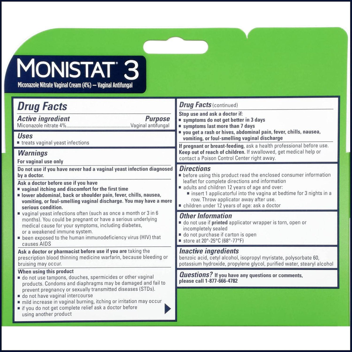 Monistat 3 Vaginal Antifungal Cream, Prefilled Applicator, 3 ea - OTC Shoppe Express