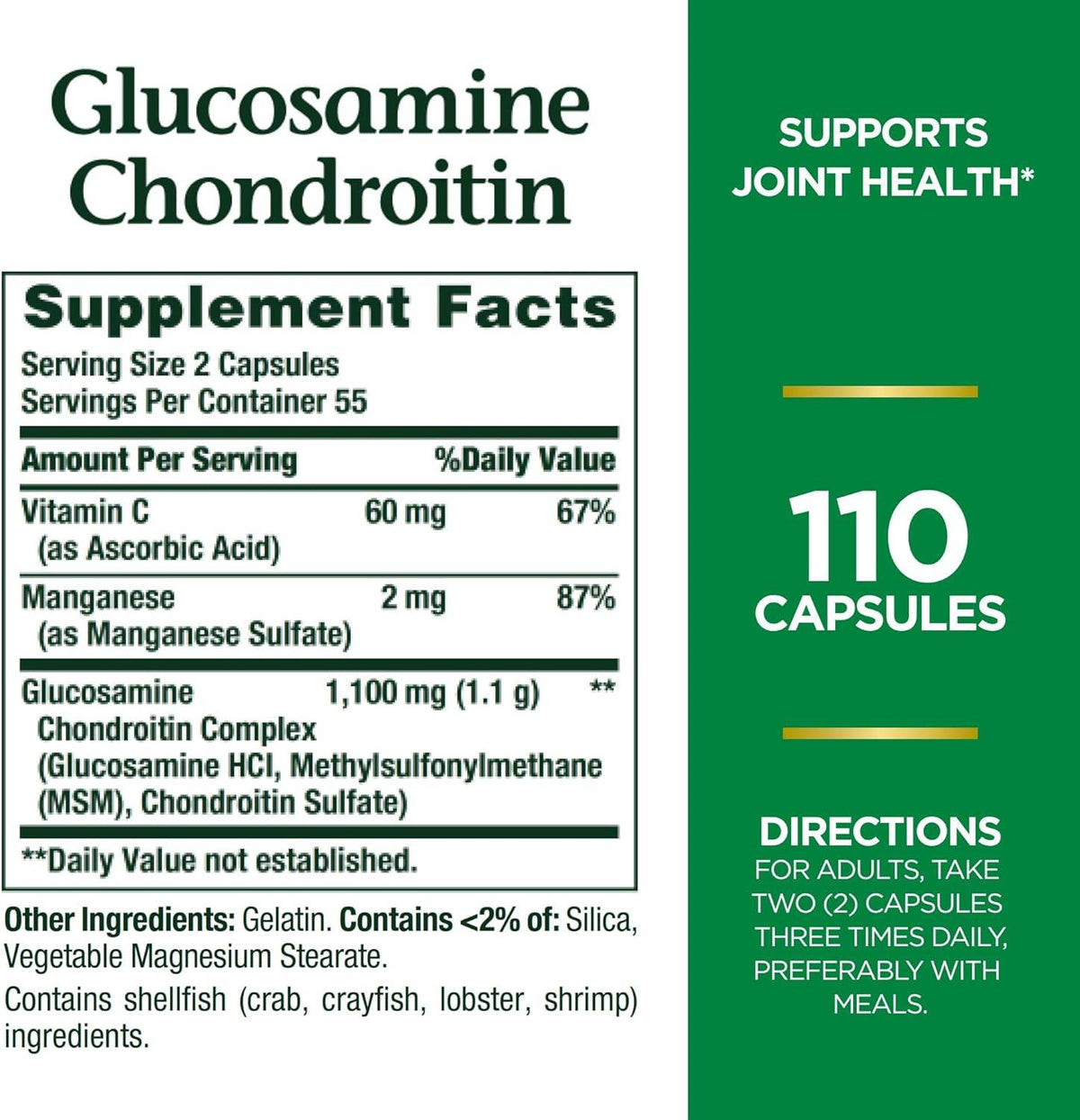 Nature's Bounty Glucosamine Chondroitin, Capsules, 110 ea - OTC Shoppe Express