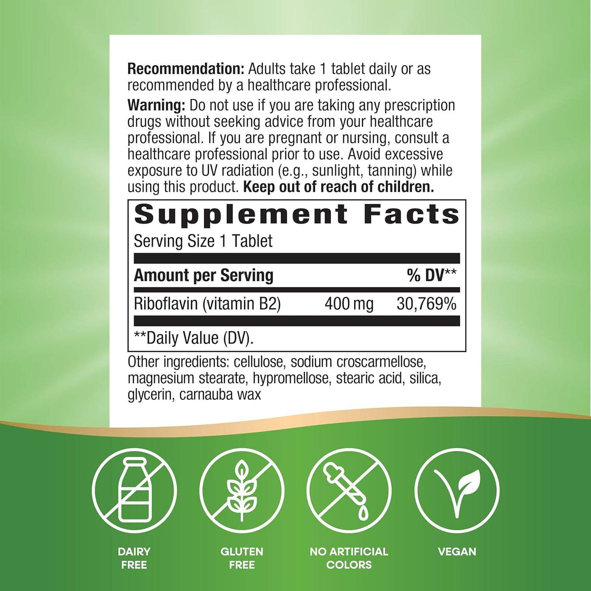 Enzymatic Therapy Riboflavin Vitamin B2, 400 mg, Tablets, 30 ea - OTC Shoppe Express