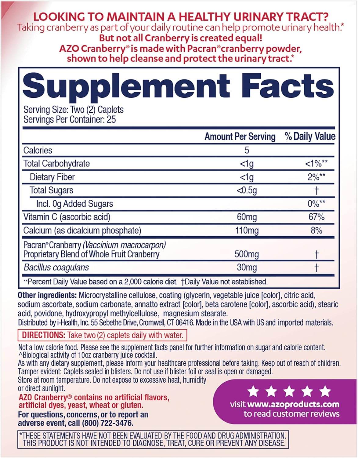 AZO Urinary Tract Health, Cranberry Supplement, 50 ea - OTC Shoppe Express