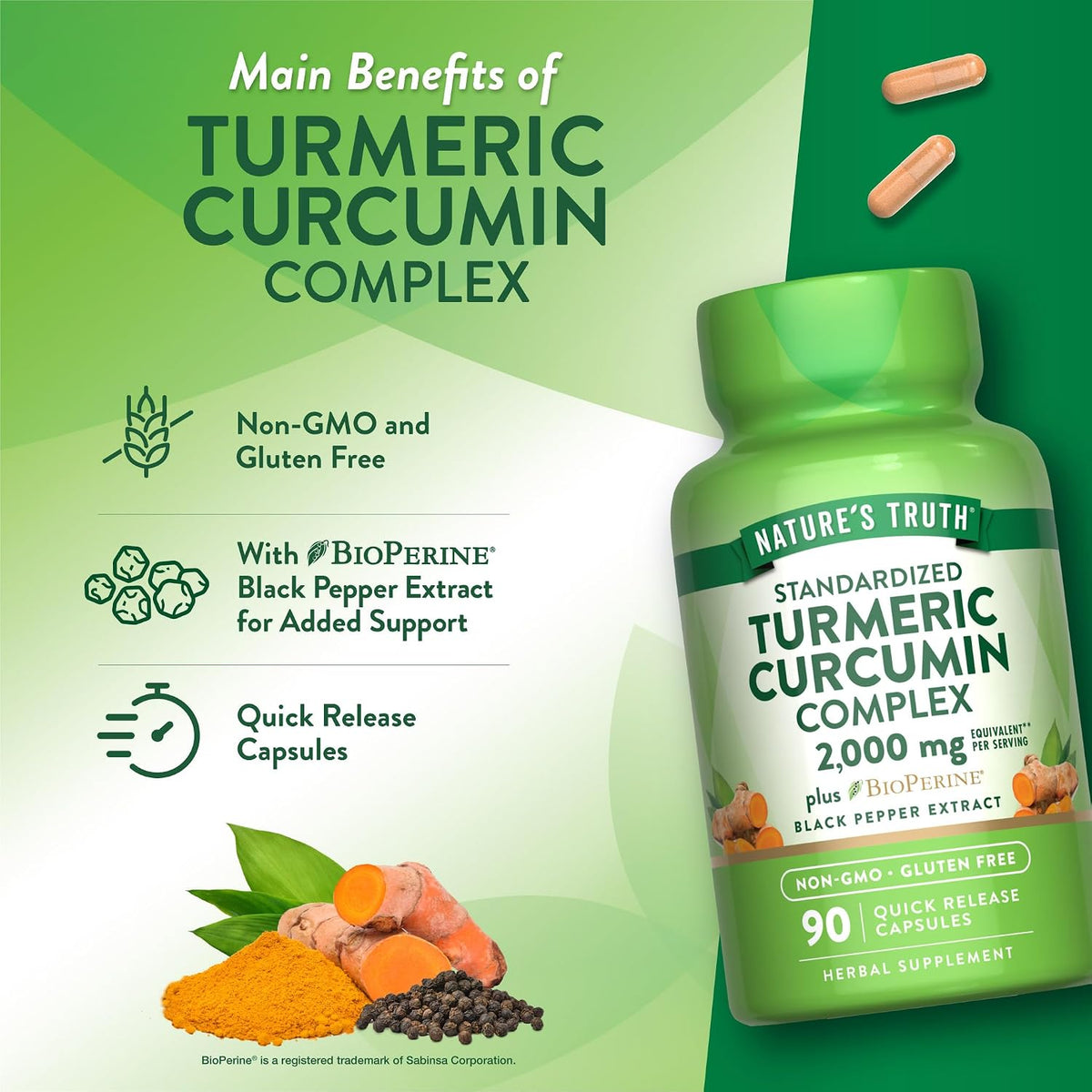 Nature's Truth Turmeric Curcumin Capsules Supplement