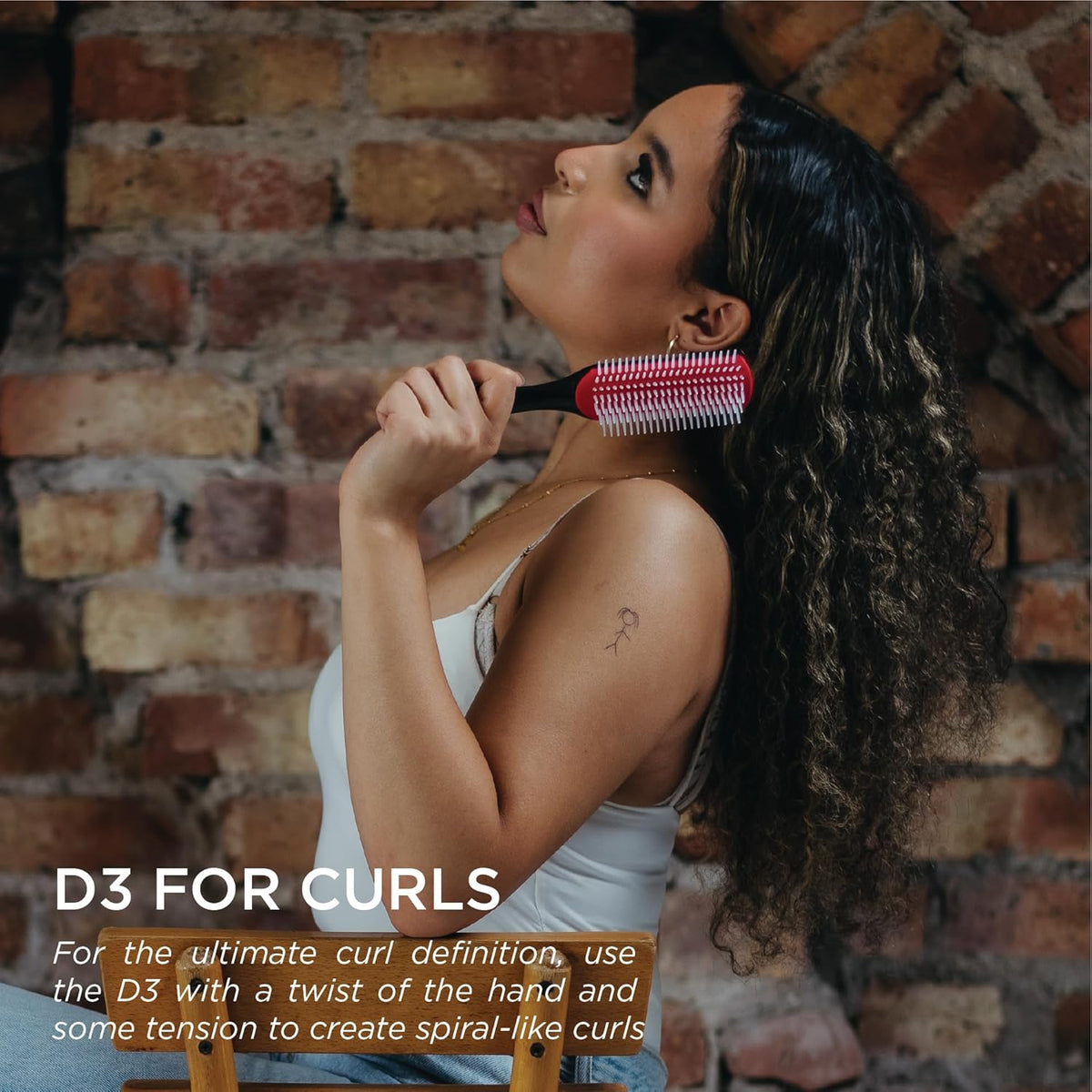 Denman D3 Original Curl Definer and Styler Curly Hair Brush 7 Row
