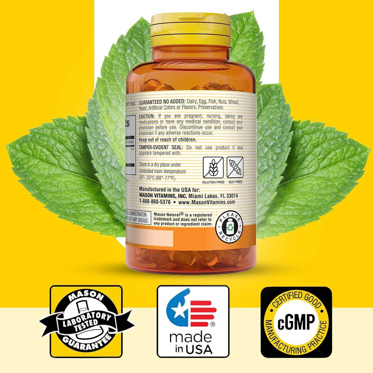 Mason Natural Peppermint Oil Enteric Coated 50 mg, Softgels, 90 ea - OTC Shoppe Express