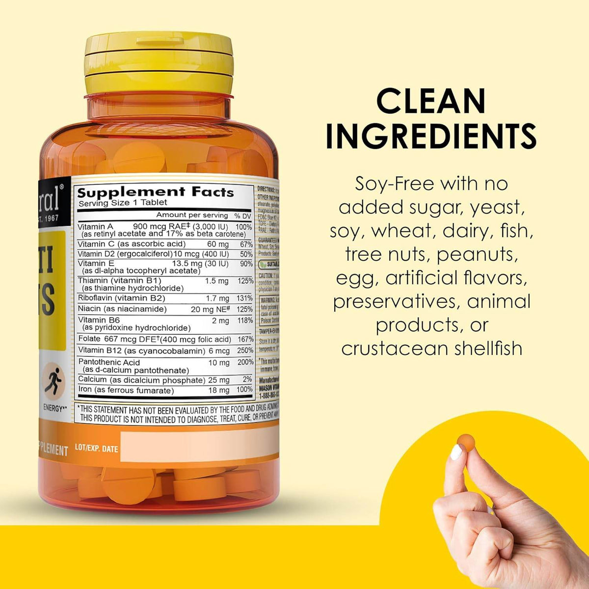 Mason Natural Daily Multiple Vitamins with Iron, Tablets, 365 ea - OTC Shoppe Express